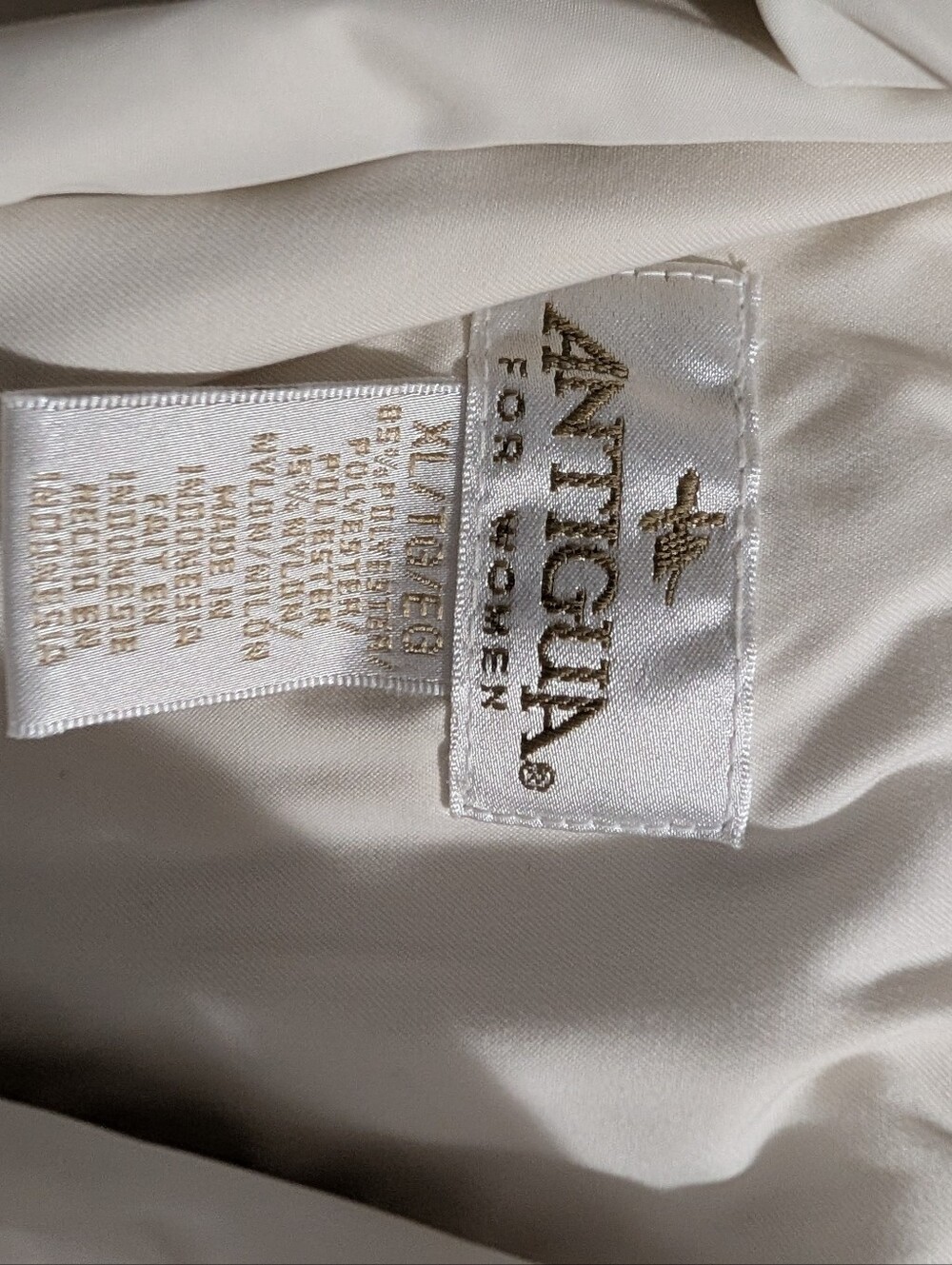 Antigua Women's Cream Quilted Sleeveless Vest Size XL - Picture 6 of 6